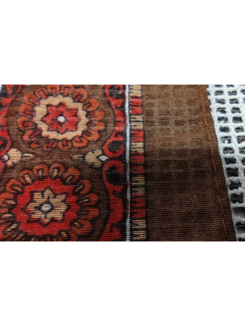 Vintage 60s Scarf Mid Century Brown Shades Floral Circles Nylon Rayon Made Japan